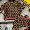 Conjuntos de ropa Falda de diseño para niñas para niñas y O Camiseta de cuello Ropa para bebés Niños de chándal Fl Letter Traje de verano Top Tees Drop otb98