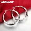 Earrings Aravant 925 Silver 35mm Rose Gold Hoop Earrings For Women Girls Fashion Jewelry