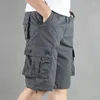 メンズショーツサマーファッション男性カーゴパンツ膝のクラシック複数のポケット大規模綿半カーキアーミーグリーン