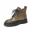 Boots Beautoday tornozelo feminino de bezerro redondo a plataforma deslizante SLAPE-UP LACE-UP LAPE ZIP SLEAVEL SPRING PARA SENHORAS