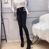 Jeans femininos Slim Fashion Fashion Damasco de calça skinny 2024 Mulheres Cintura alta Estregar lápis sexy capris streetwear