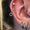 Dingle ljuskronor 1 par rostfritt stål mini cz droppe örhänge måne blomma tragus brosk spiral hoop conch rook daith lob piercing smycken d240323