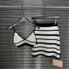 Cropped Women Knitted Tanks Tops Skirt Set Striped Luxury Designer Knits Outfits Tank Singlet Skirts Sexy Bandeau Singlets Dress Set