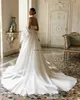 Eleganti perle a una linea abiti da sposa ad alto colletto alto manica lunga abito da sposa rasa da sposa binl cinghia cour
