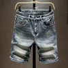 Zomerheren stretch korte jeans mode casual slank fit hoogwaardige elastische denim shorts mannelijke merk kleding 240409