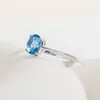 Clusterringen Bague Ringen Eenvoudige stijl 925 Sterling Silver Ring met Sky Blue Topaz 6 8mm Luxe sieraden voor vrouwen Elegant Gift Lady