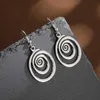 Charm 2023 New Ethnic Vintage Geometry Long Hook Metal Spiral Earrings for Women Girls Personality Antique Jewelry Accessories Gifts Y240423