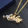 Qitian Custom Double 18K Gold Plated Name Necklace For Women Personalized Stainless Steel Names Pendant Chain Jewelry Her Gifts 240409