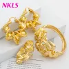 Set Dubai Donne Orecchini di bracciale di lusso anelli set di gioielli di colore oro classico di alta qualità set di gioielli da sposa