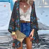 ZANZEA Women Cardigan Summer Open Front Bohemian Floral Printed Blouse Kimono Casual Loose Beach Tops Vintage Long Sleeve Blusas 220720