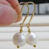 Orecchini per borchie enormi 11-12 mm Natural South Baroque Weird White Round Pearl Set 14k Gold