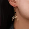Örhängen unikt trippelmåne fas pentagram gudinna örhängen filigran halvmåne rostfritt stål dingle örhänge vintage häxa smycken