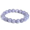 Strands JD Natural Aquamarine Bead Bracelets Women Fashion Calcedony Purple Round Stone Round Elegant Healing Strand Bangles Regali da polso da polso