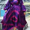 Plus Größe Chiffon High-End V-Ausschnitt Full Ärmel Langes Kleid elegante tägliche sexy Frauen A-Line Maxi Kleid 240423