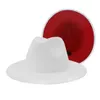 Skąpy brzeg kapelusze męskie Jazz Red Cap Bottom Fedoras Cowboy Hat for Women and Men Dwuteściasty kolor hurtowy dostawa moda ACCE DHVIP