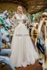 Abito da sposa boho in stile country con manica lunga sexy a v collo in pizzo abito da sposa bohémien beach bride 2024 appliques tulle chic crema agricoltura abiti da sposa civile