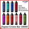 Original VAPME Crown Bar 18000 Puffs Disposable E-cigarette 12 Flavors puff 18k vaper Rechargeable Battery Prefilled Pod Airflow Control VS Al fakher Crown Bar 8000