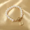 STRANDS BOHO Fashion armbanden voor vrouwen Nieuwe vintage Crystal Pearl Heart Pendant Gold Color Sieraden Gift voor vrouwelijk B040
