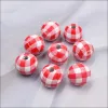 Strands Valentine's Day Red Plaid Wooden Beads Round Heart Spacer Bead for DIY Custom Valentine's day Decor Bracelets Accessories