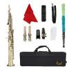 Sassofono soprano saxofono sax bb b corpo ottone piatto guscio di guscio di guscio sassofono strumento musicale a legna con accessori case