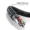 1.2M/2M 3in1 Fast Charging Cable 120W USB Type C Mirco Cable Phone Charge Cord For iPhone 14 13 12 Pro Max ipad Samsung Xiaomi Tablet