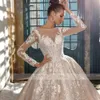 Luxury Ball Gown Wedding Dress for Women 2024 Beading Lace Appliques Princess Dubai Champagne Bride Bridal Clowns Vestido de Novia Casamento