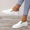 Casual Shoes Spring Summer Women's Flat White Pu Leather Slip On Woman Bekväm mjuk enda loafers för kvinnor