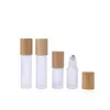 5ml 10ml 15ml Glass Essential Oil Roll On Bottles With Stainless Steel Roller Balls and Bamboo Lid Refillable Perfume Sample Cosmetic Packaging Bottle Wholesale