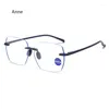 Sonnenbrille TR Schnittkanten-Lesebrille Rahmenloser Trend gegen Blau-Licht-Presbyopie Anti-Fett-Hyperopie für ältere Menschen