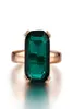 Natural Emerald Ring Zircon Diamond Rings for Women Engagement Wedding Rings with Green Gemstone Ring 14K Rose Gold Fine Jewelry Y1025436