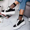 Fitness Shoes Women Vulcanize Sneakers Flats White Comfort Platform Sneaker Zapatillas Mujer Negras