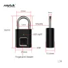 Control Door Lock Fingerprint Padlock USB Rechargeable Mini Bag Smart Home Finger Print Locks free shipping to brazil electronics