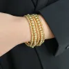 Strands Badu 3pcs/conjunto de contas de cores douradas pulseira para mulheres 14k ouro banhado a ouro