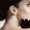 Earrings 20mm 50mm 60mm 70mm Geometry Star Earrings For Women Stainless Steel Hoops Ear Nipple Piercing Ring Golden Steel Fashion Jewelry