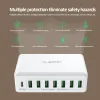 HUBS ILEPO 60W 8 Puertos Estación de carga USB PD 20W Tipo C Fast Charger Multi Ports Hub con pantalla LED para iPhone Samsung