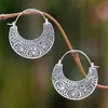 Chandelier en peluche vintage semi-cercle boucles d'oreilles boho femmes anciennes couleurs argentées géométrie bijoux gravés creux H240423