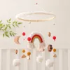 Baby Rattle Toy Rainbow Tassel Star en Moon Bed Bell Mobiel houten Geboren hangend speelgoed 0-12 maand bed Bur Bracket Infant Crib 240418