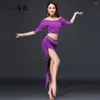 Stage Wear 2024 Belly Dance Coustom Long Sleeve Top Skirt Belt For Dancing Performance Cloth