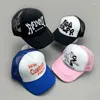 Caps de bola Letra de hip hop de rua Cool Letra colorida Homens de malha colorida Mulheres Chapéus de beisebol Algodão verão ajustável Snapback Sport Sport