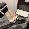 Kanal klassiska skor kvinnor SKingbacks High Heel Sandals Chains Ballet Flats Shoe Ballerinas Sandal Ladies Party Wedding Dress Shoe Storlekar 35-40