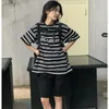 T-shirts pour femmes American vintage surdimensionné Stripe à manches courtes à manches courtes pour les femmes Harajuku Summer lâche occasionnelle Unisexe Black Y2k Tops