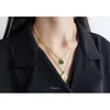 Korean Version Fashion and Temperament New Bag K Necklace Women's Color Gold Simple Green Ghost Pendant I Trendy Niche Collarbone Chain Bai Shi Te Li Jewelry