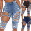 Jeans femininos estilo hyuna jean senhoras perna perfurada calça lápis de cintura alta a americana rua rasgada de tubo reto skinny
