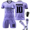 Soccer Jerseys Men's Tracksuits 2223 Real Madrid Stadium Away Purple No.9 Benzema Football Shirt Commémorative Edition 10 Modric Set