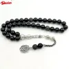 Abbigliamento tasbih agate nera naturale con zircone rosario perle bracciale musulmano eid regalo misbaha accessoria islamica 2023 gioielli turchi