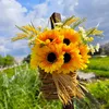 Fleurs décoratives couronnes de tournesol pour porte d'entrée couronne d'automne ferme d'automne de décoration de maison