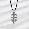 Naszyjniki Eudora 925 Sterling Silver Caravaca Cross Naszyjnik Jezus Angel Vintage Amulet Wisior Mężczyźni Mężczyźni Religijne Osobowość Prezent biżuterii