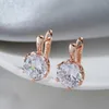 Dangle Chandelier Kinel Luxury 585 Rose Gold Color English Earrings for Women Simple Shiny Big Natural Zircon Earrings Bridal Wedding Fine Jewelry d240323