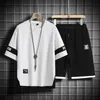 Summer Black White Tracksuits para masculino Defina de t-shirt shorts Sportswear Brand Sporting Sporting Sporting tamanho 5xl 240423