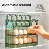 BINS Caixa de armazenamento de ovo Refrigerador Organizador de alimentos Recipientes de ovo Keeping Dispensador de bandeja Caixas de armazenamento de cozinha